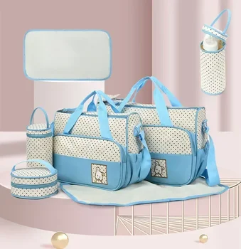 5 pz/set borsa per bambini di grande capacità per la mamma passeggino da viaggio organizzatore borsa per pannolini per bambini mummia maternità borsa per accessori neonato 1