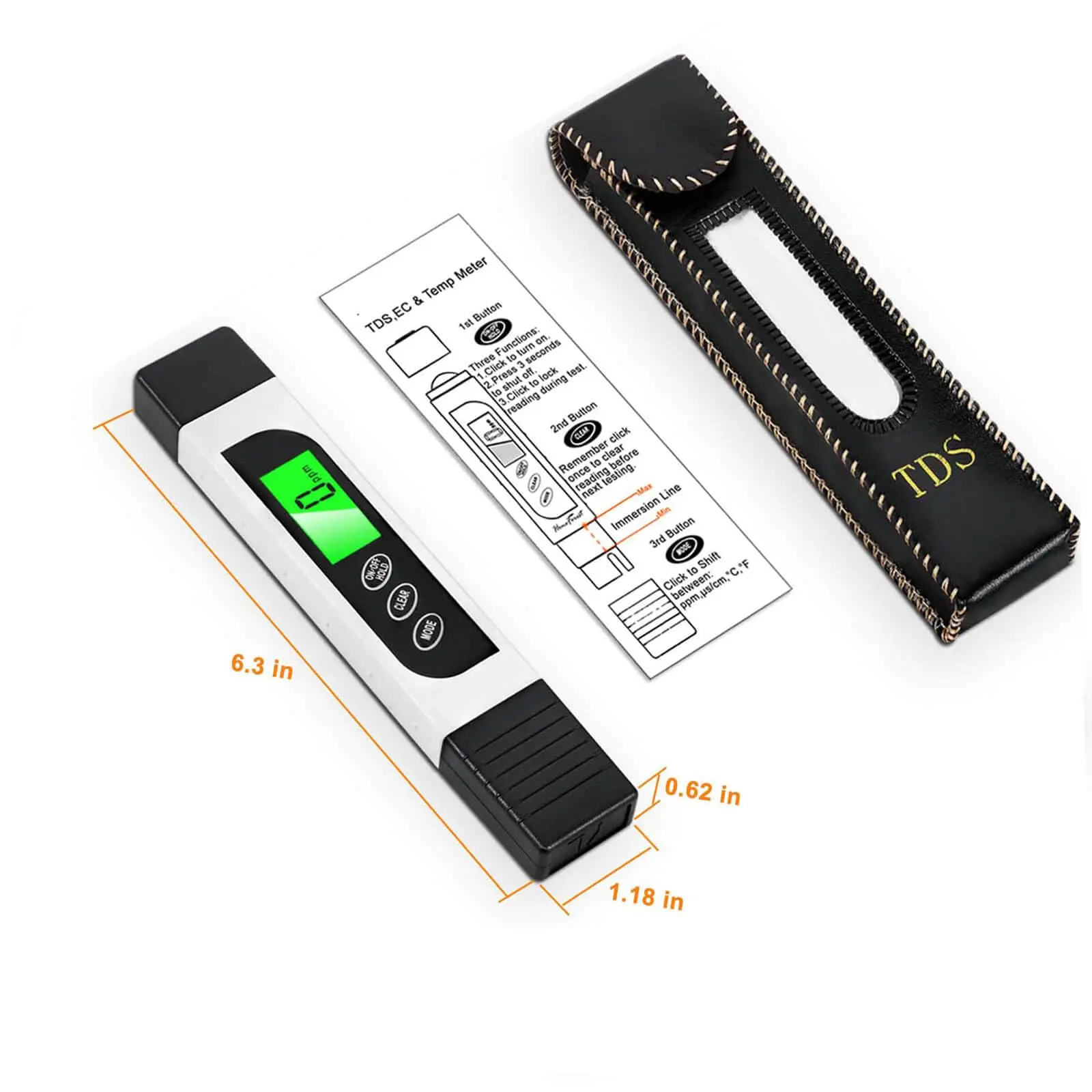 Accurate PH Meter 3 in 1 TDS&EC&Temperature Digital Water Tester, 0-9990ppm, Water Quality Tester for Drinking Water,Aquariums