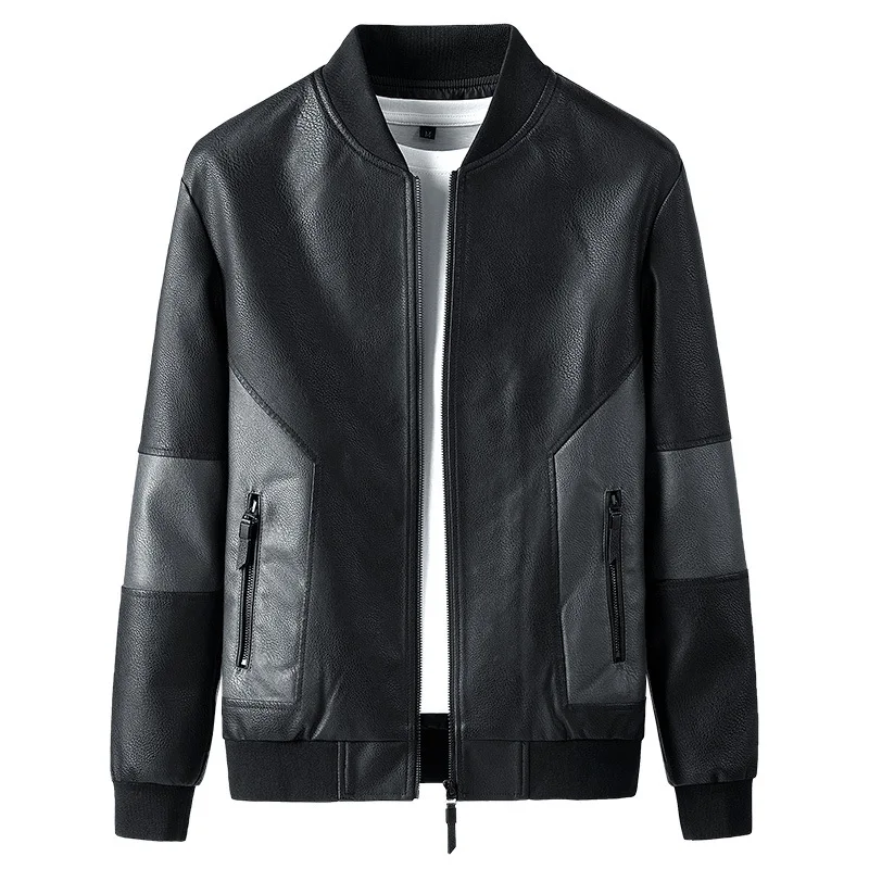 

Leather Coat Men Clothing Fur Jacket Bomber Fashion Casual Windbreaker Spring and Autumn Hot Outwear Stand Military Embroidery