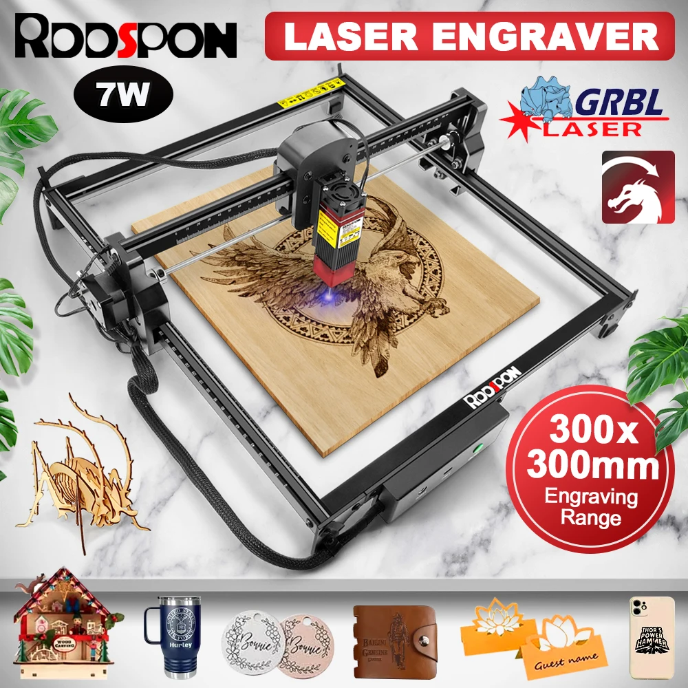 LJGDKJ-Z6-7.0W 2.5W Laser Engraving Machine Woodworking Marking Cutting Machine Area 300X300mm 0.01mm 32-bit Touch Screen Chipse