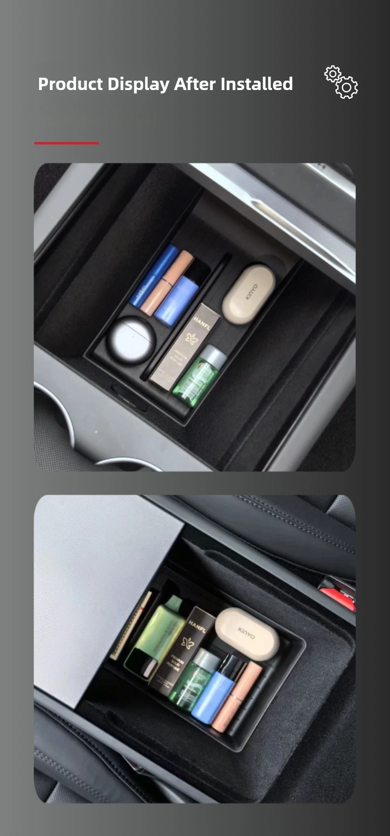 For Tesla Model Y Juniper 2025 Center Console Storage Organizer Box Tray Model 3 Highland 2024 Armrest Box Hidden Accessories