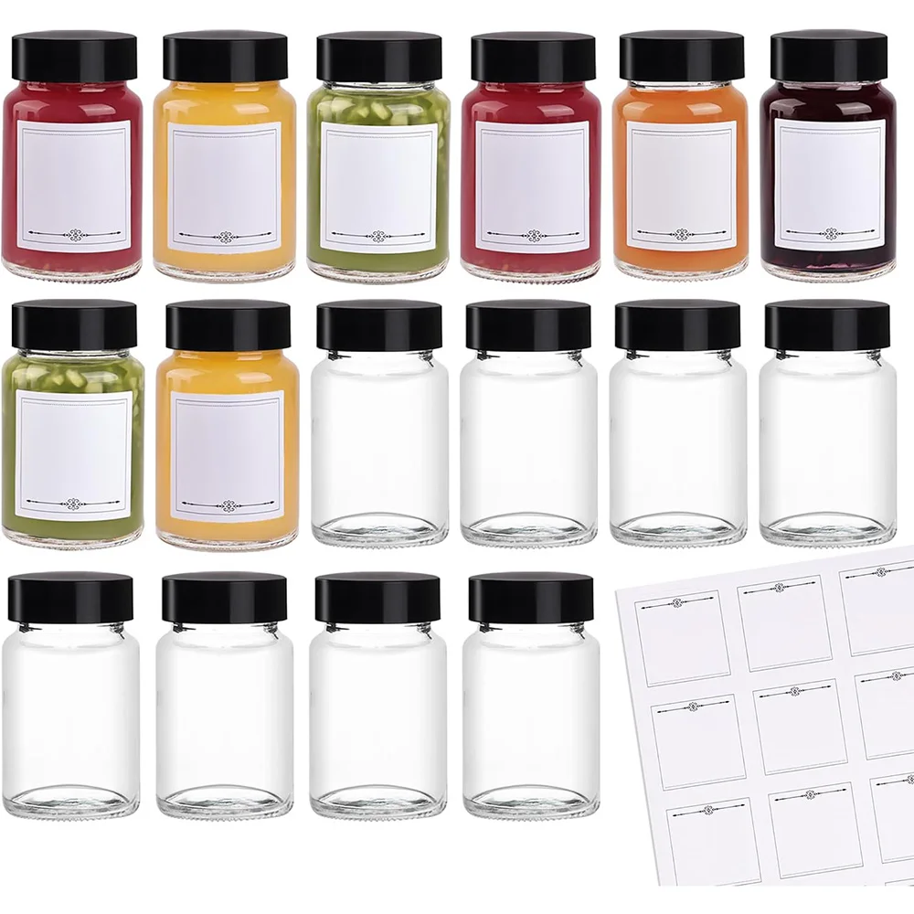 Glass Shot Bottles Wide Mouth 60 ml Small Glass Bottles Travel Mini Clear Jars,2 oz 2