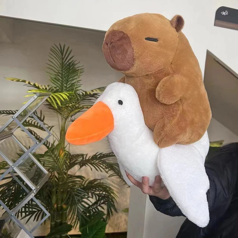 Plush Toys plush toys Riding Crocodile And Goose Capybara Plushie Soft Fuzzy Plush Toy Doll Capibara Toy Throw Pillow Birthday Gift Home Decora