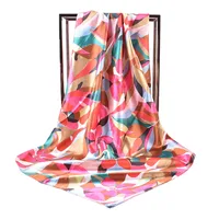 Autumn and winter new color graffiti flowers and leaves 90 color ding silk scarf large square scarf versatile retro print ladies 1