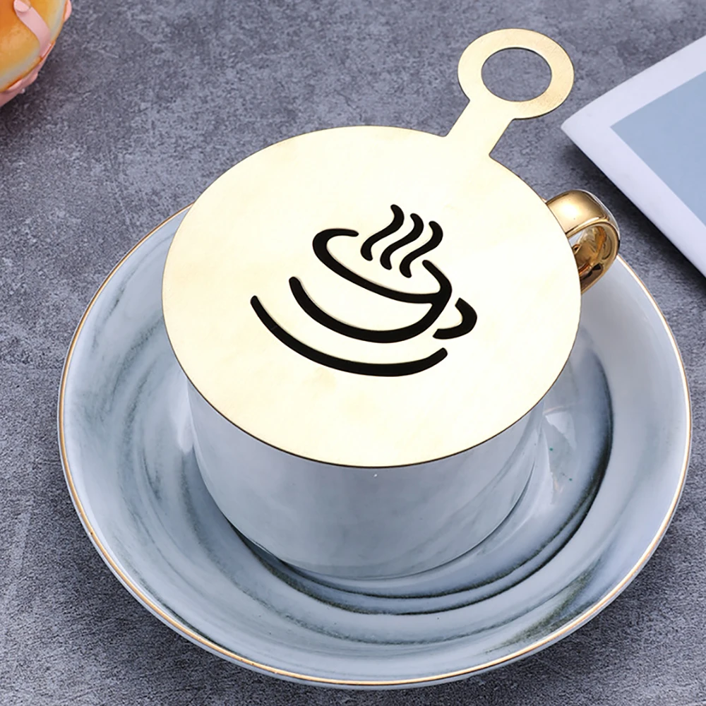 Stainless Steel Coffee Stencil Latte Cappuccino Decorating Stencils Cake Cookie Spray Paint Art Baking Mold For Barista Template images - 6