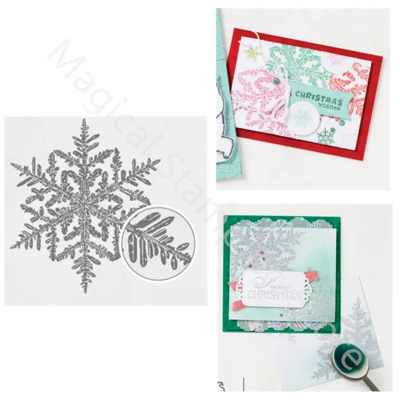 

New Christmas Snowflake Clear Stamps For Handmade Paper Cards Scrapbook Embossed Background Decorative Winter No Cutting Dies