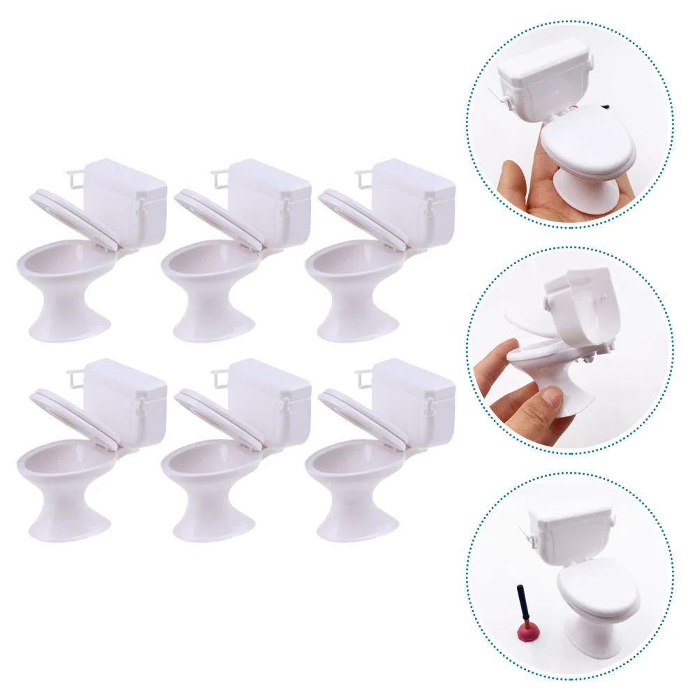 цена Mini Toilet Seat Toy Doll House Furniture Miniature Bathroom Toilet Toy Tiny Cake Topper Bathroom Furniture Dollhouse