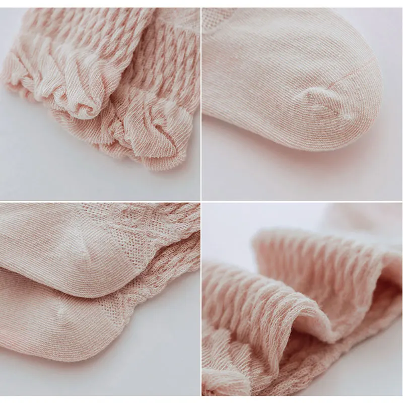 Cute Baby Mesh Stockings Solid Color Ruffle Socks Knee High Socks for Boys Girls Infant Toddler Kids Cotton Socks 0-5 Years Old