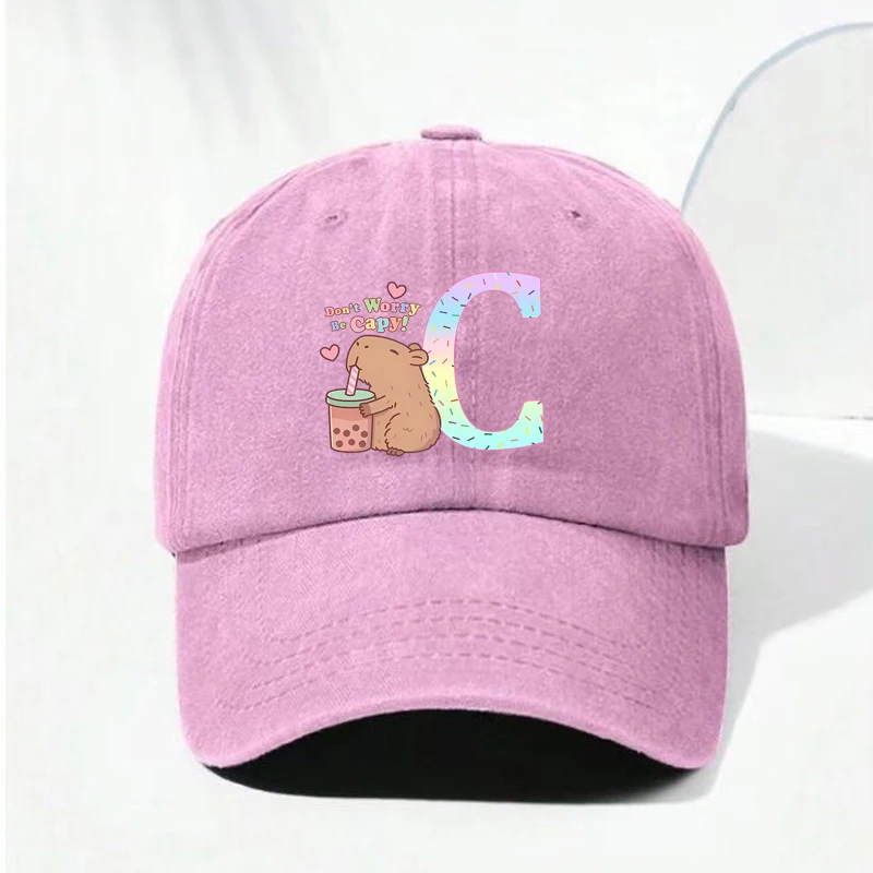 Charming Capybara Alphabet Baseball Cap – Summer Adjustable Sun Hat