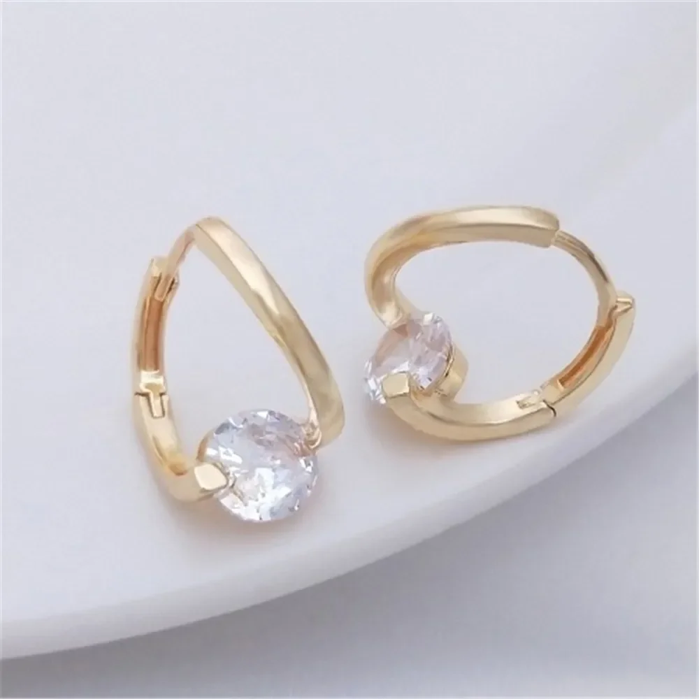 

French Large Zircon Earrings 14K Gold-plated Ins Wind Simple and Luxurious Fashion Earrings Online Celebrity Temperament Earring