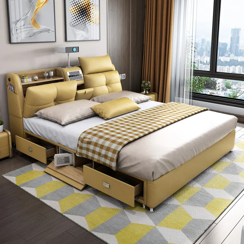 Linlamlim Multifunctional Ultimate Camas Tech Smart Bed Tatami Camera Massage Lit with Bluetooth,Speaker,Projector,Air Purifier