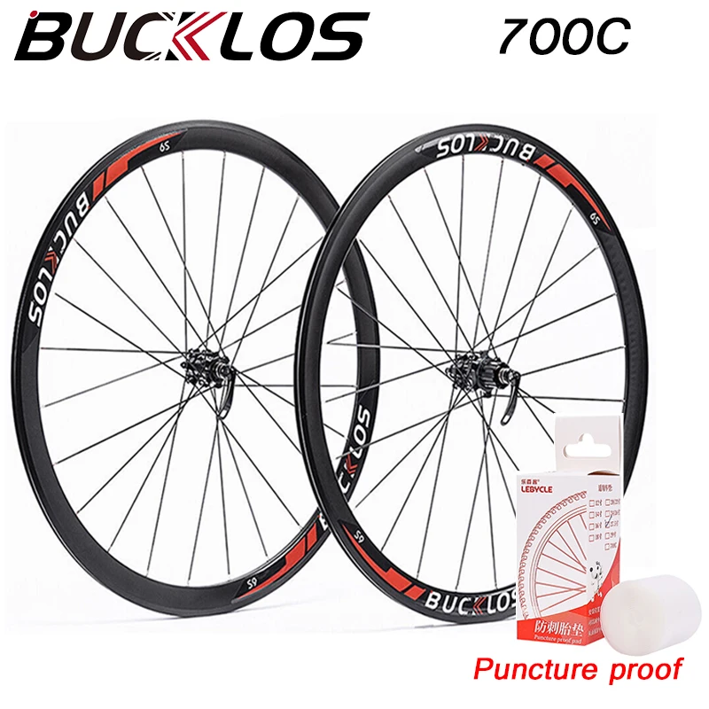

BUCKLOS Carbon Hub 700c Wheelset 130*10mm 100*9mm Road Bike Wheelset 7/8/9/10/11speed Road Bicycle Wheels Rim with Quick Release