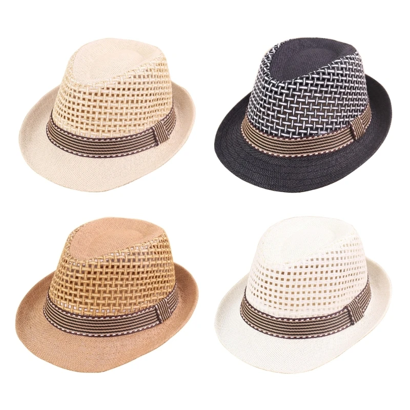 

Lightweight Soft Straw Hat Boy Straw Hat Breathable Child Straw Hat Hollow Hat QX2D