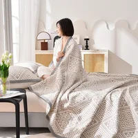 100% Cotton 3 layer blanket summer bed linen Jacquard Blankets bed plaid stitch Coverlet home bedding Bedspread on the bed Sheet 3
