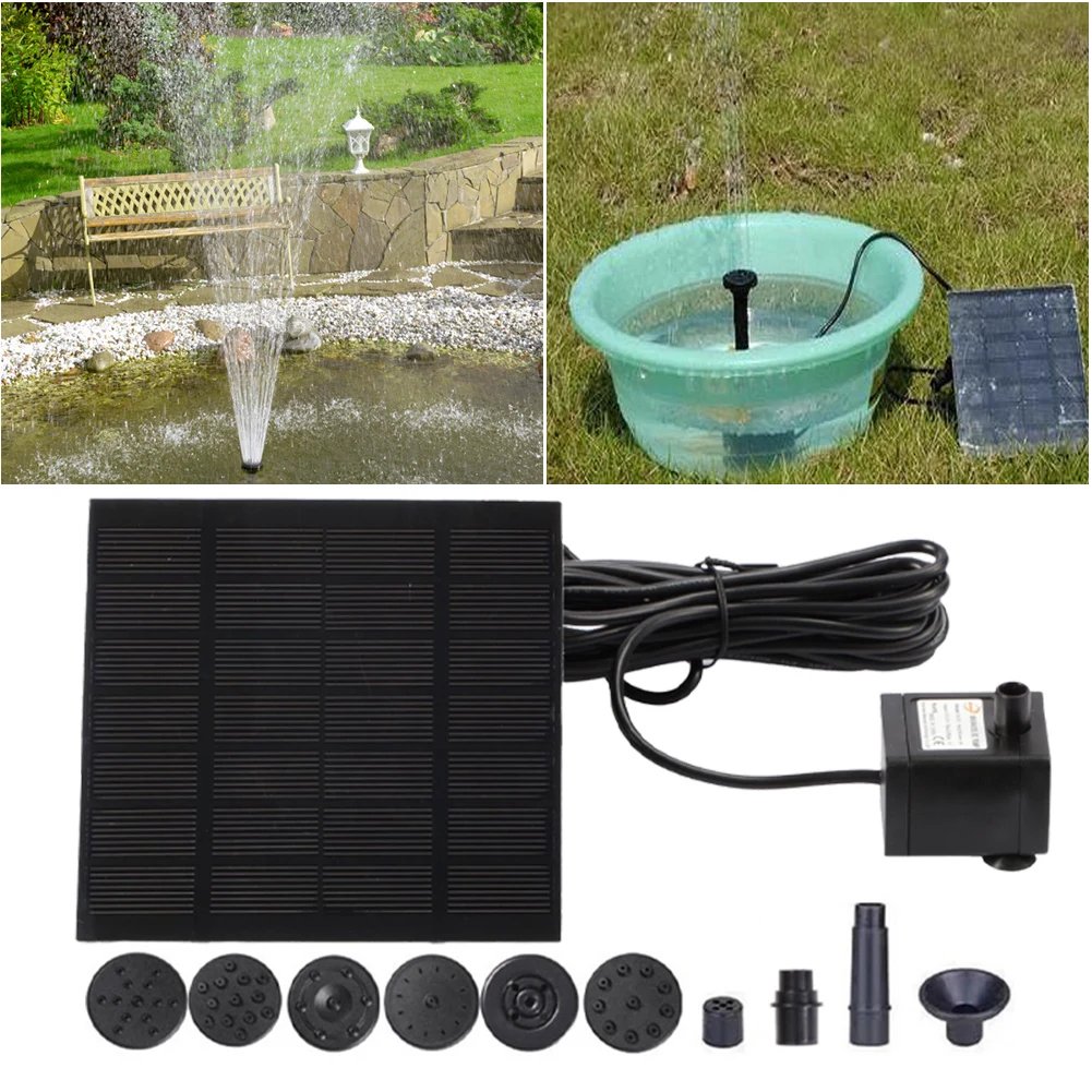 Solar Water Fountain Pump with 6 Nozzles for Outdoor Garden