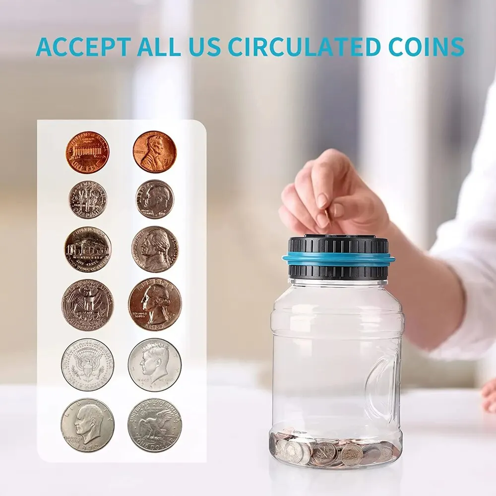 Digital Piggy Bank Electronic Piggy Bank Counter Coin Digital LCD Counting Coin Money Saving Box Jar Coins Storage Box USD EURO Money Gifts