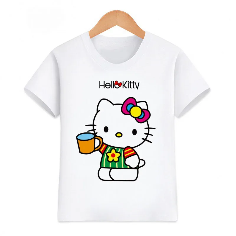 thumbnail image 1 of Hello Kitty-ropa para niños, novedad de verano, pantalón corto informal para niñas, camisetas de manga corta, camisas bonitas de dibujos animados para bebés, Camiseta deportiva cómoda, 1 of 5