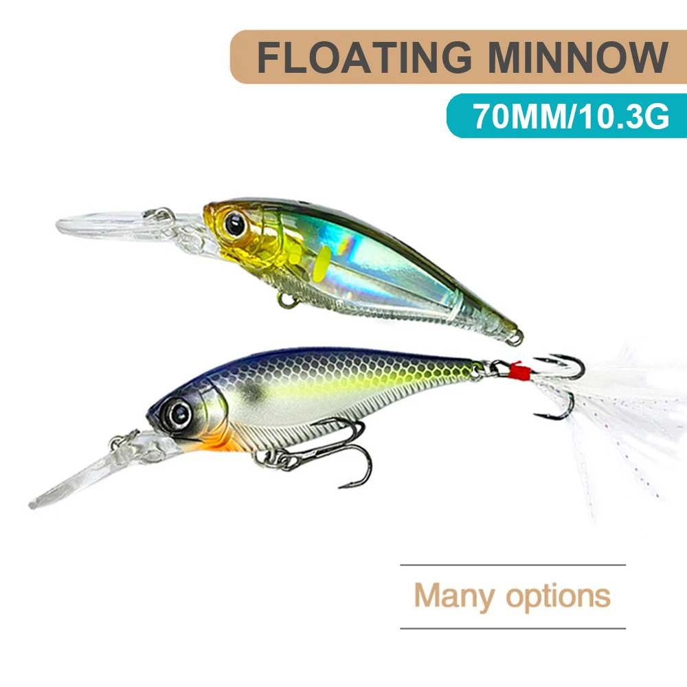 Leurre flottant minnow 7cm pour truite et perche - Wobbler longue portée 10.3g accessoire pêche MN623