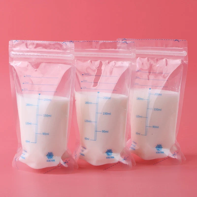 30Pcs 200ml Milk Freezer Bags Mother Milk Baby Food Breast Milk Bag BPA Free Baby Safe Feeding Bag Feeding Breast Pump Save Part