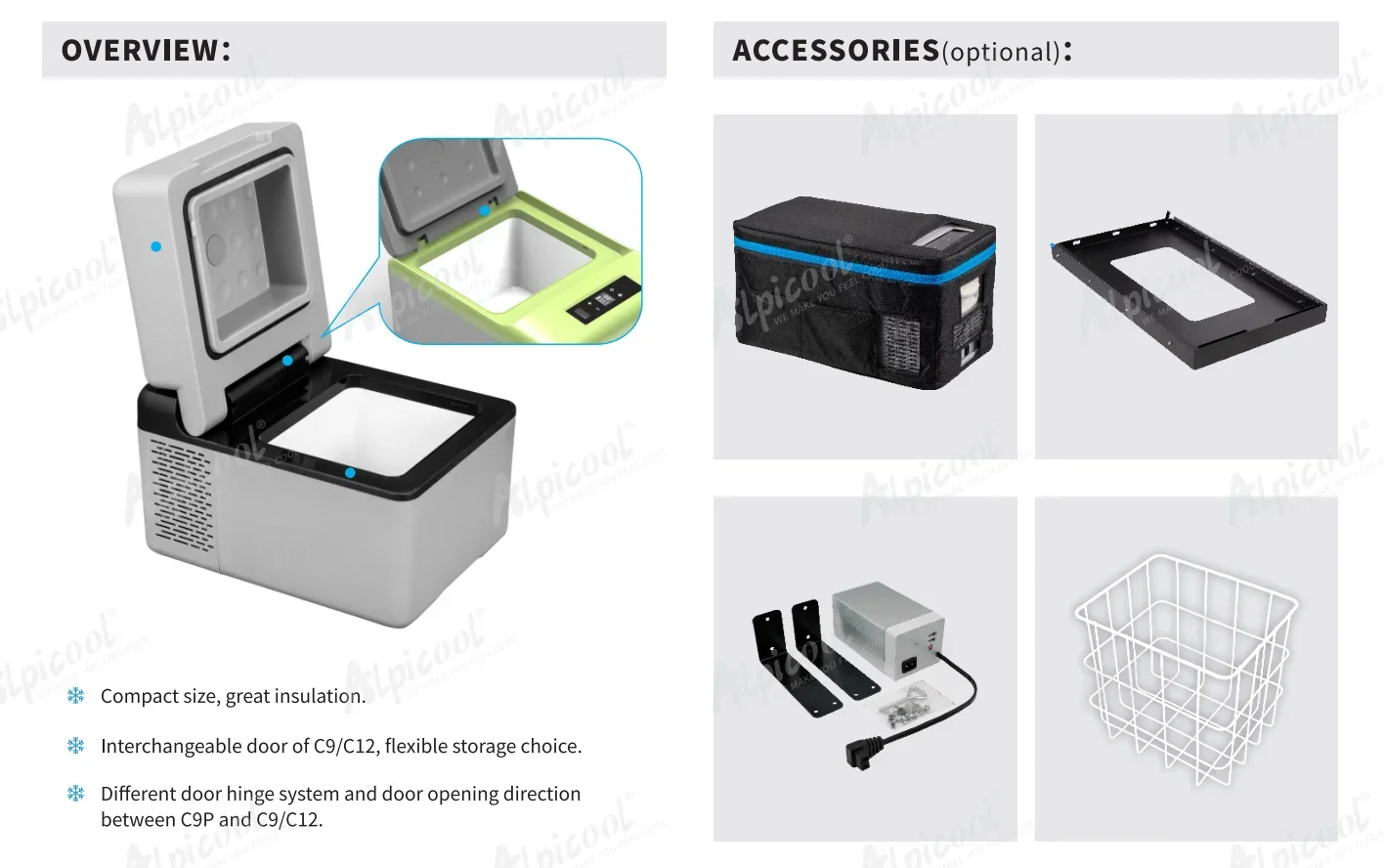camping fridge 9L LCD display DC 12V/24V portable refrigerator mini fridge car freezer for car home outdoor use -20-20 ℃