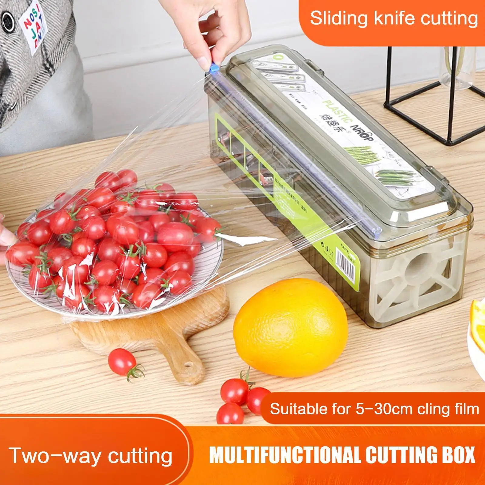 

Plastic Wrap Dispenser Fixing Foil Cling Film Cutter Food Wrap Plastic Sharp Dispenser Cutter Organizer Kitchen Tool Accessories