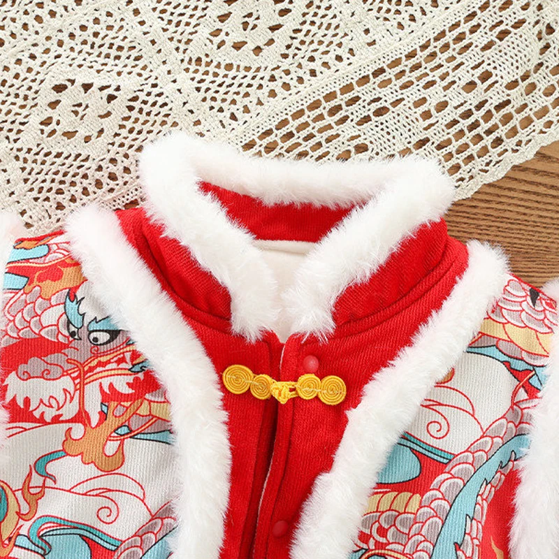 Chinese Dress Dragon Year Chinese Traditional Costume Hanfu Newborn Baby Boys Embroidery Red New Year Birthday Gift Christmas
