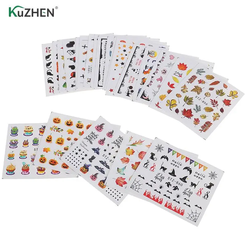 24 Pcs Halloween Bat Witch Nail Art Design Water Transfer Sliders Decals For Sticker 3D Tips Decorations | Красота и здоровье