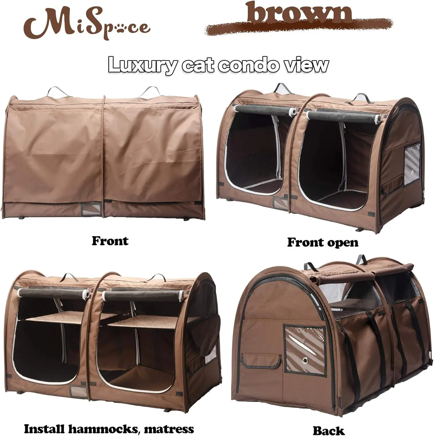 Portable Twin Compartment Show House Cat Cage Condo Easy to Fold Carry Kennel Comfy Puppy Home Dog Travel Crate