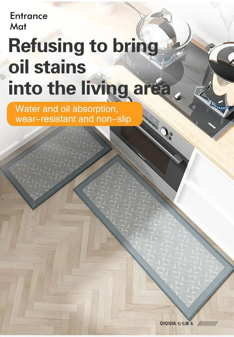 Modern Kitchen Floor Mat Wipeable Foot Pads Anti skid Oil proof Mat Waterproof Oil Absorbing