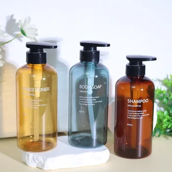 3 pezzi 500ml Shampoo riutilizzabile balsamo Dispenser per il lavaggio del corpo lettere Dispenser per sapone da bagno pompa per doccia Shampoo bottiglia vuota 1