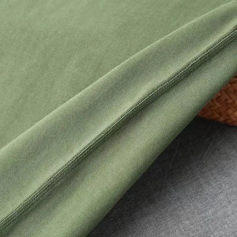 Heavyweight Avocado Green Brushed Cotton Short Sleeve Summer T-Shirt
