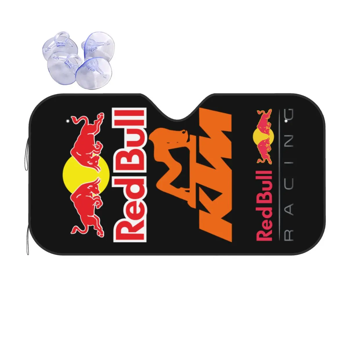 

Extreme Racing Red Double-Bull Race Retractable Windshield Sunshade 70x130cm Foils Car Sunshade UV Protector