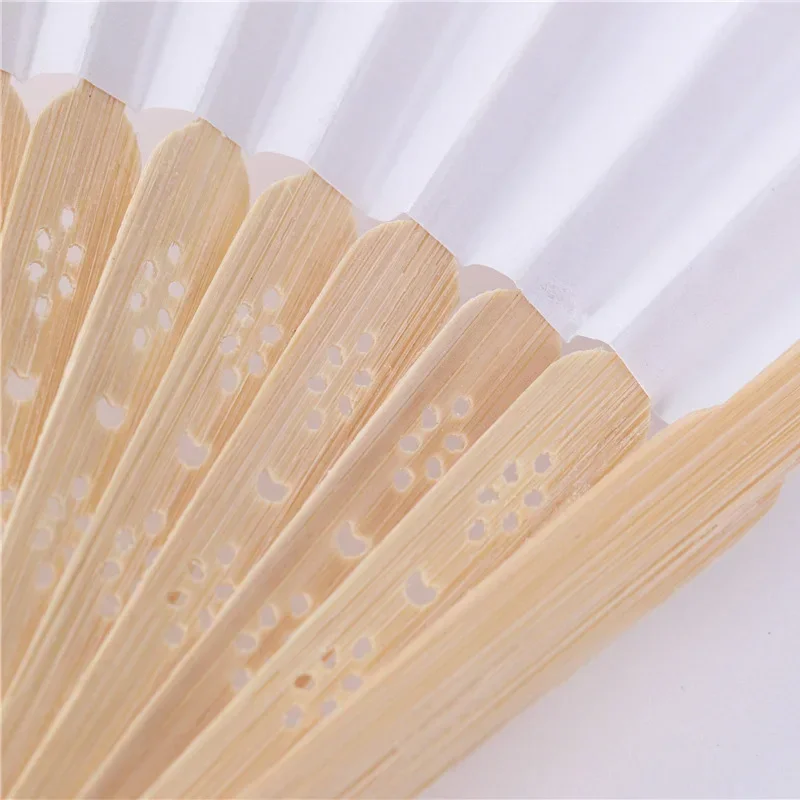 1Pc 7inch White Hand-painted Foldable Paper Fan Portable Wedding Party Hand Fan Gifts Chinese Style Vintage Decoration Child DIY folding fan hand fan