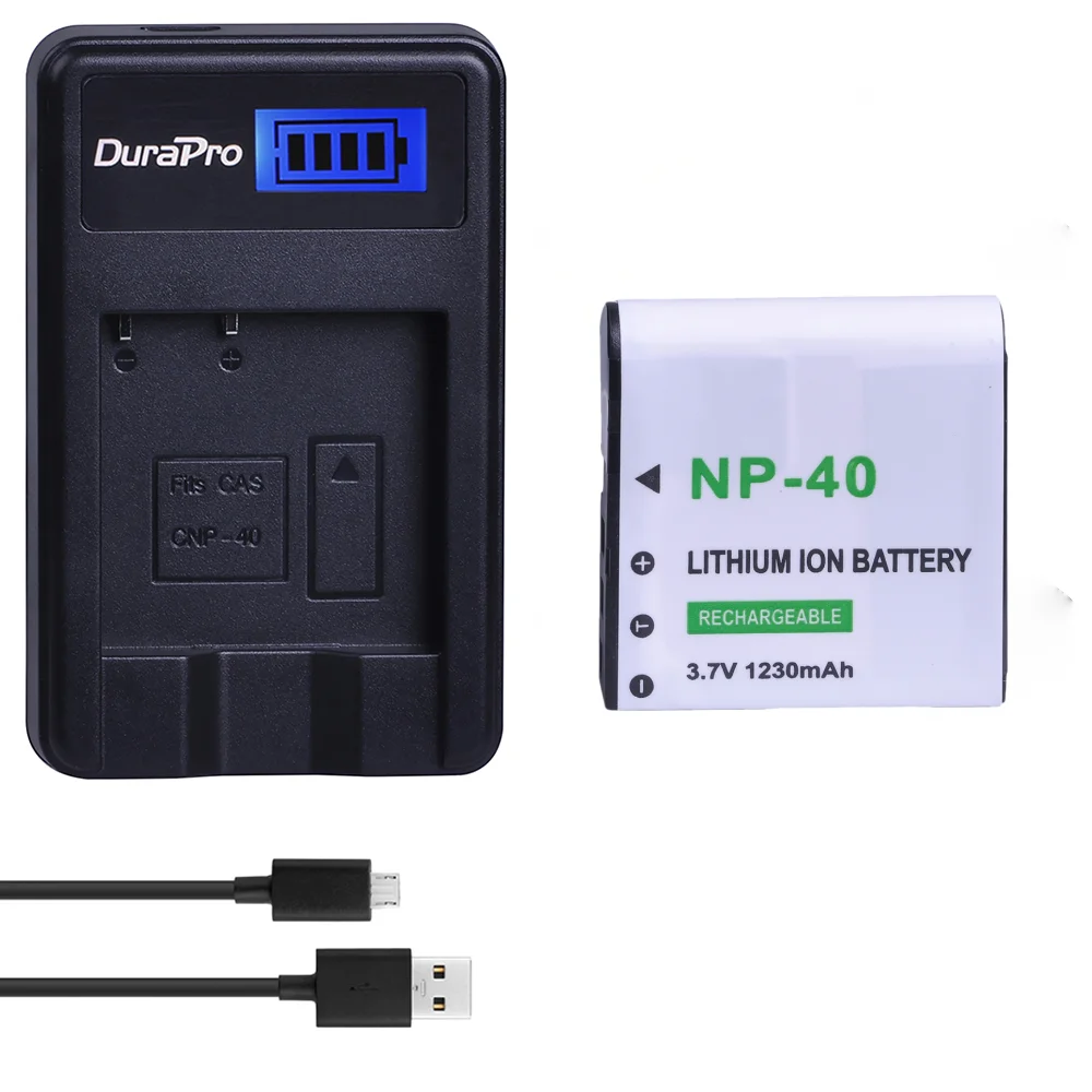 

1230mAh NP-40 Battery / NP40 Battery Charger for Casio NP-40 Z40 Z50 Z55 Z57 Z400 Z750 Z850 FC100 FC150 FC160S P505 P600 P700