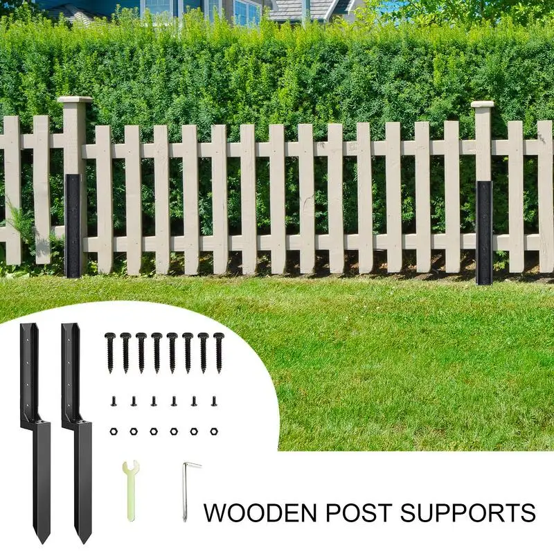 Fence Post Repair Kit 2X Thickened Metal Fence Mender Solid Ground Spike Quick Fix Post Stabilizer For Repair Tilted Broken Wood