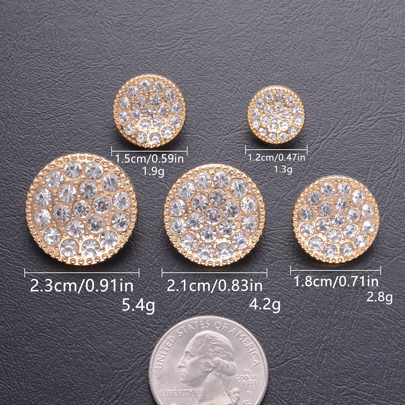 10pcs 12-23mm 럭셔리 스파클링 라인 석 라운드 금속 단추 의류 패션 장식 DIY 봉제 의류 액세서리