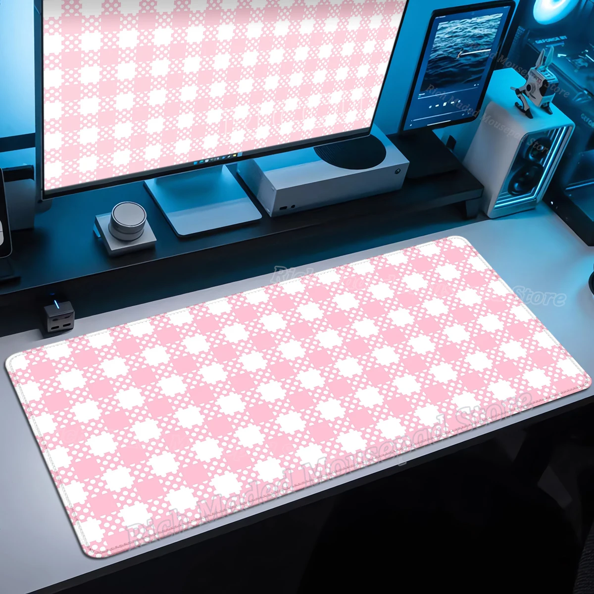Mauspad Gamer Pink Lines XXL Mousepad Erweitertes Mauspad Naturkautschuk Bürotastatur Mauspad Desktop Büro Schreibtischunterlage Teppich