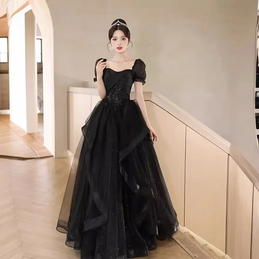 Elegant Black Evening Gown Hostess Dress for Adult...