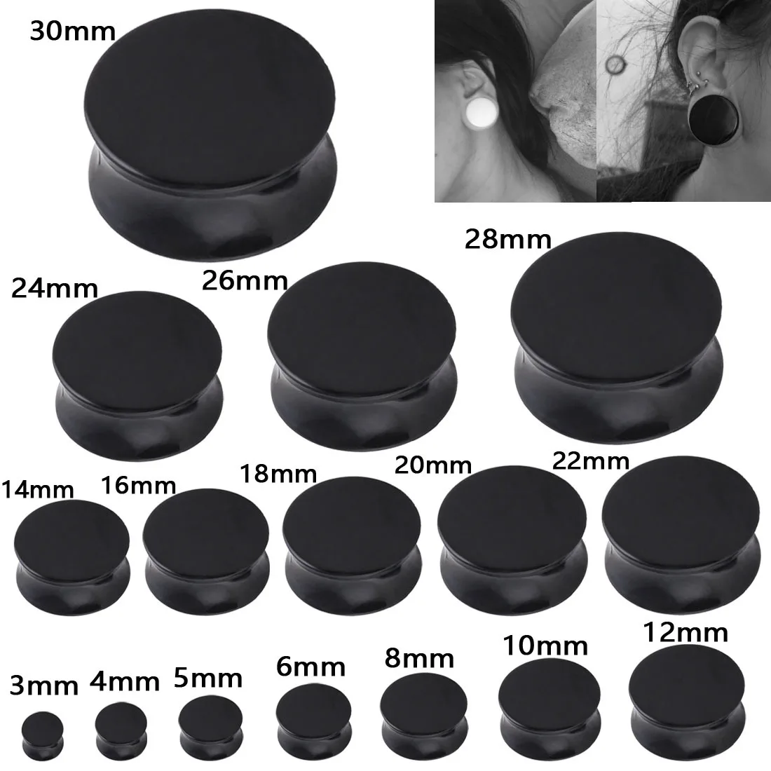 Piercing Jewelry 2Pcs Ear Plugs Tunnels Acrylic Piercing Double Flared Ear Gauges Expanders White Black Dilation Stretcher