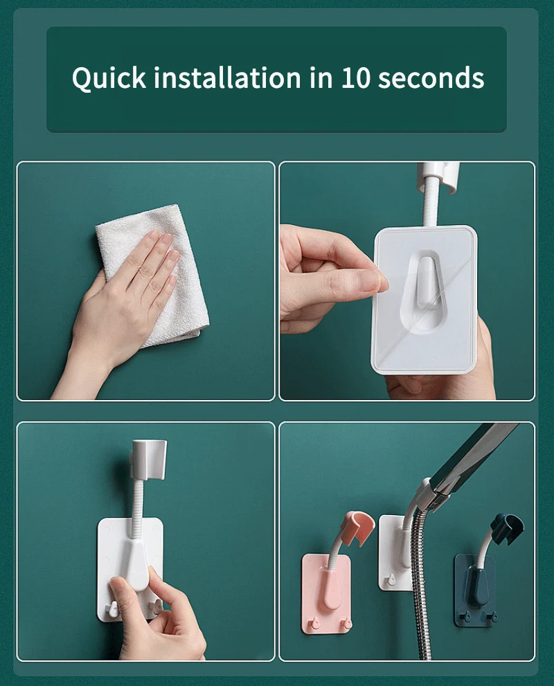 360&deg; Rotation Shower Head Holder Adjustable Self-Adhesive Bracket Wall Mount Hooks SPA Bathroom Universal Storage Stand