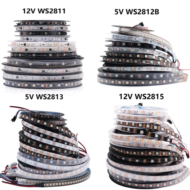 WS2812B WS2811 WS2813 WS2815 5050 RGB Smart LED Strip 5V 12V WS2812 Light Individually Addressable IC 30/60/144Pixels/Leds/m DC
