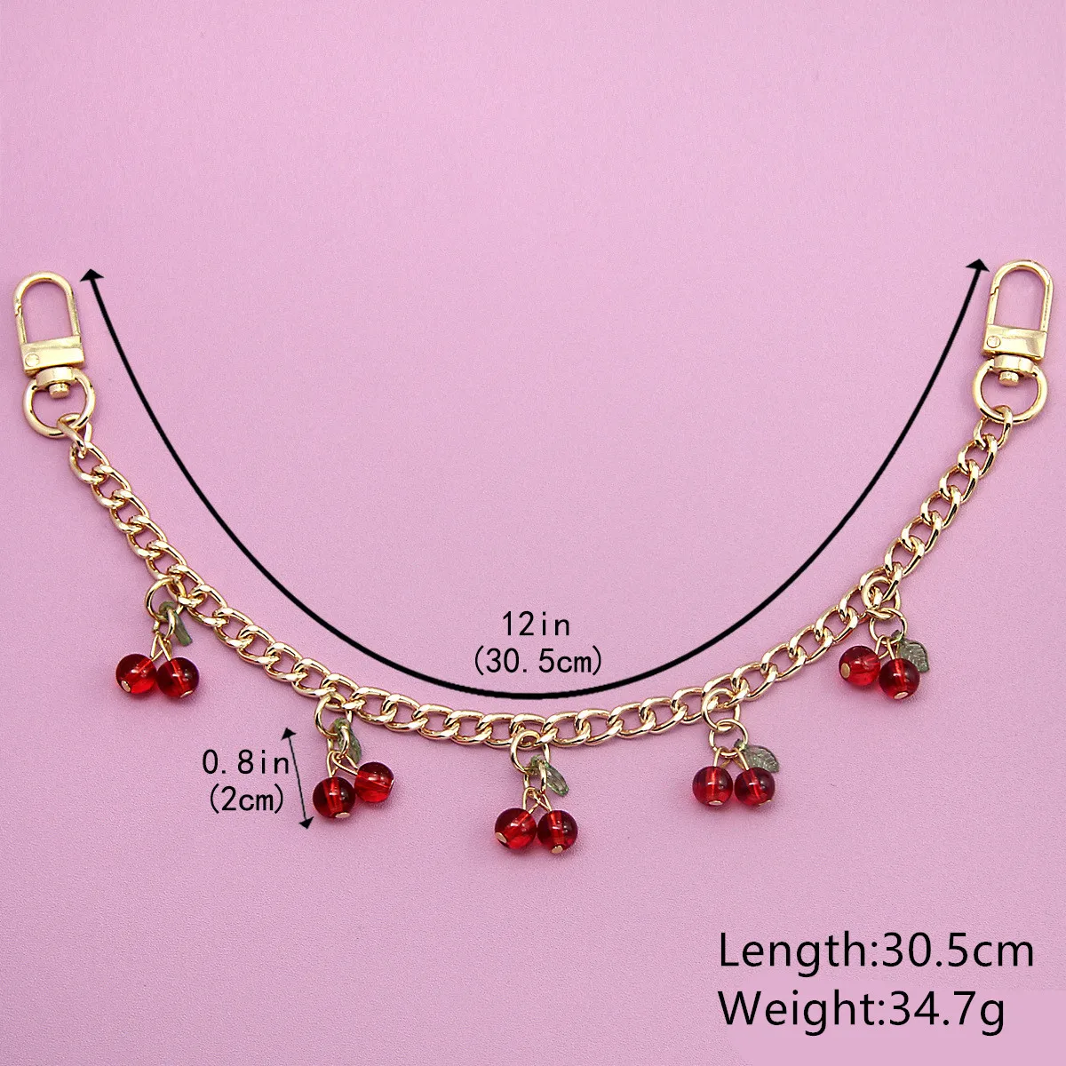Elegant Red Cherry Chain Jewelry Bag with Glass Stone Charm for Fashionable Storage and Display Accessories
