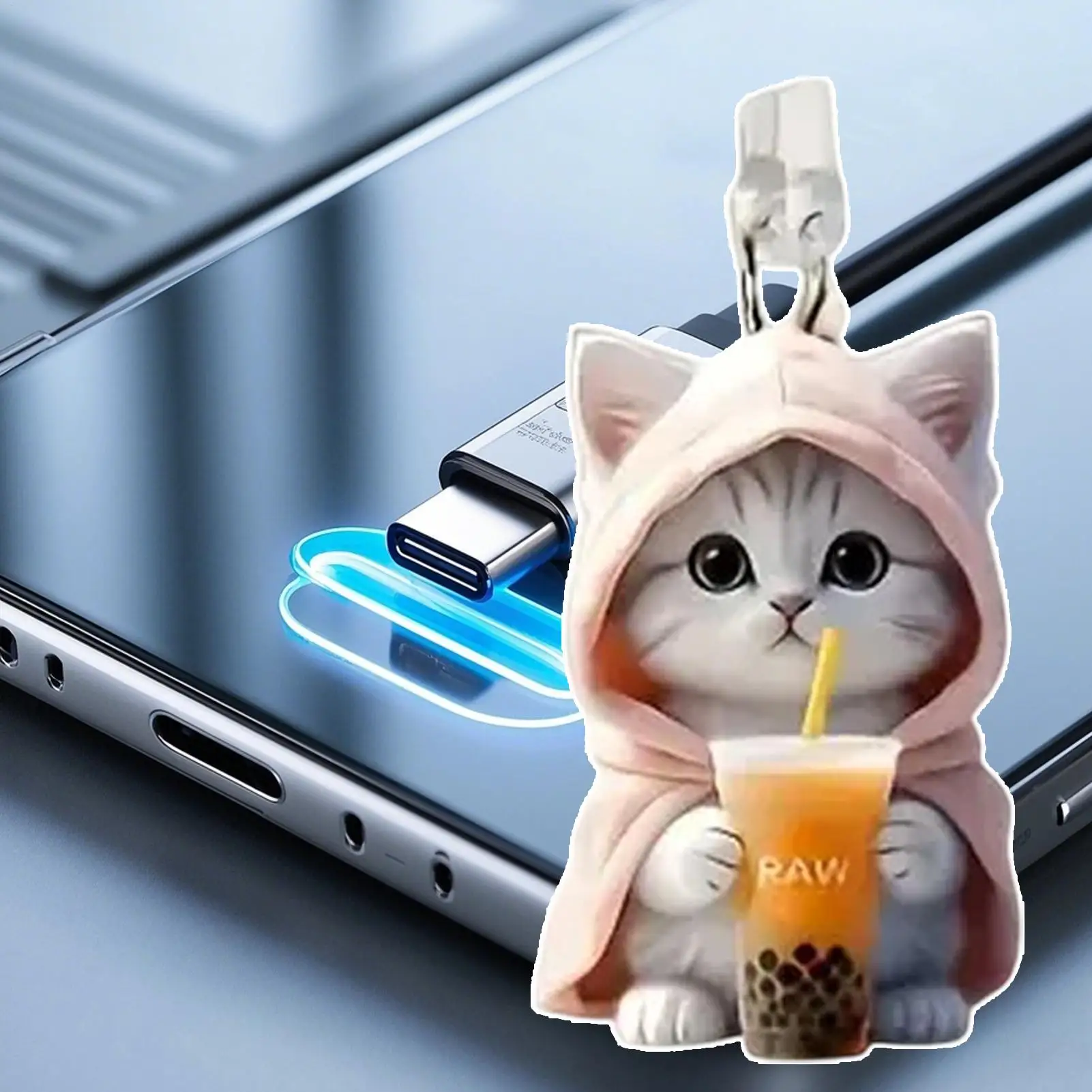 USB C 먼지 방지 플러그 휴대폰 먼지 방지 플러그 고양이 펜던트가 있는 충전 보호기 아이폰 및 안드로이드 타입-C 인터페이스용 먼지 방지 플러그