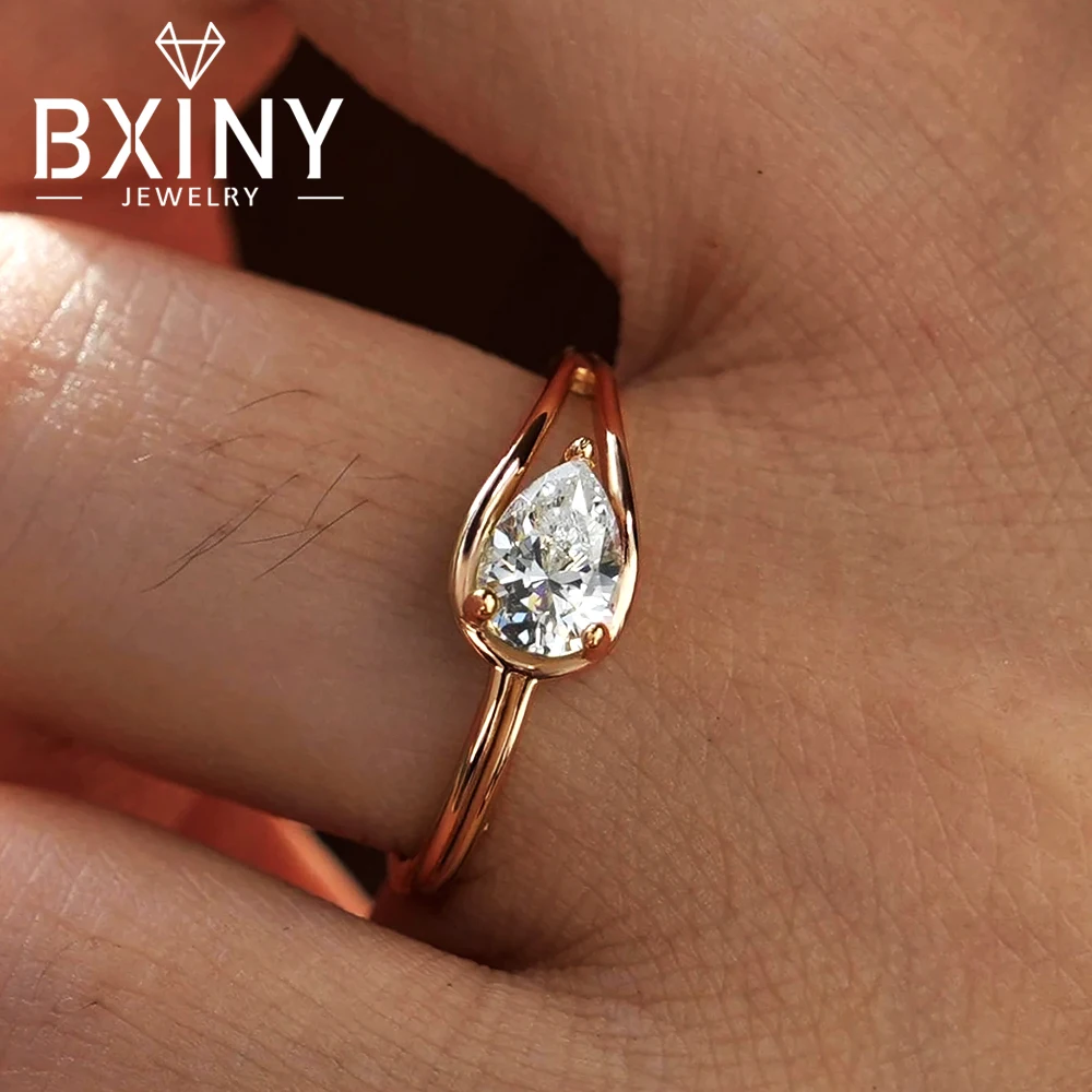 BXINY 1CT Pear Moissanite Ring Sterling Silver White 4