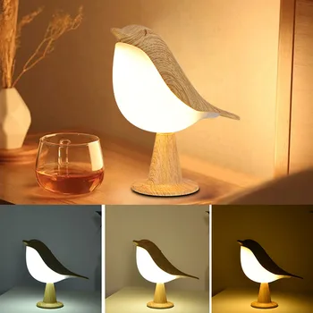 LED 간단한 까치 침대 옆 램프 터치 스위치, 나무 새 야간 조명, 침실 테이블 독서 램프, 어린이 키트 선물