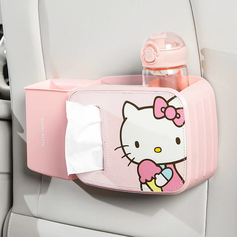 

Sanrio Anime Hello Kitty Kawaii Car Interior Decoration Car Trash Can Car Paper Box Universal Car Rear Hanging Storage Bucket 23