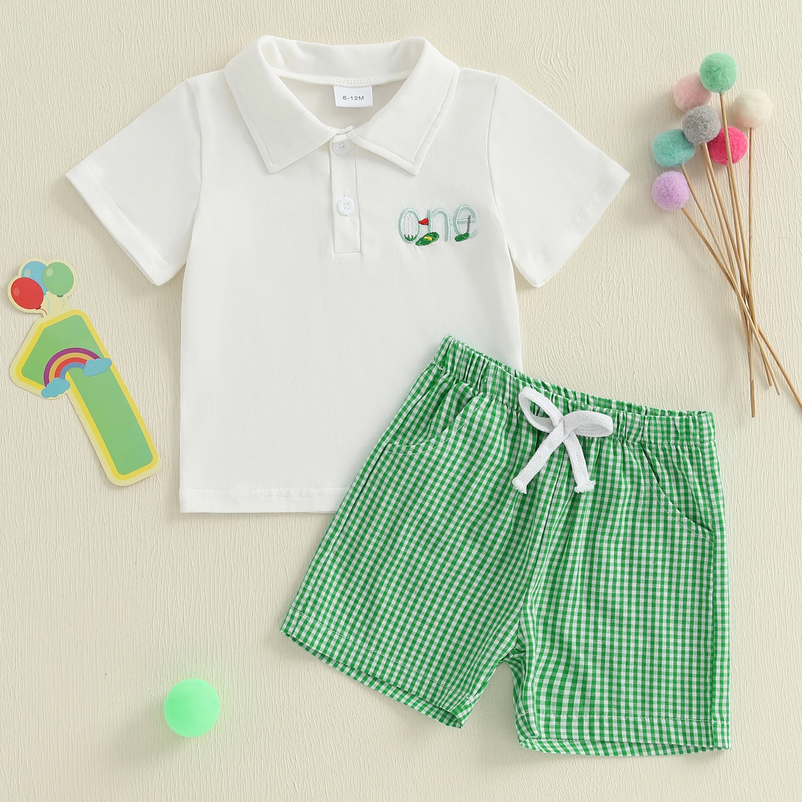 Conjunto Infantil Ayalinggo - Camiseta E Shorts Xadrez Para Meninos
