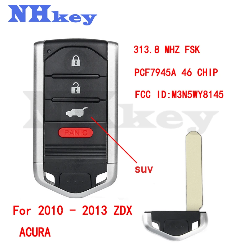 NHKEY 2010-2013 ZDX 3 + 1 кнопка fsk313 8 МГц умный пульт дистанционного управления (SUV) / PCF7945A HITAG