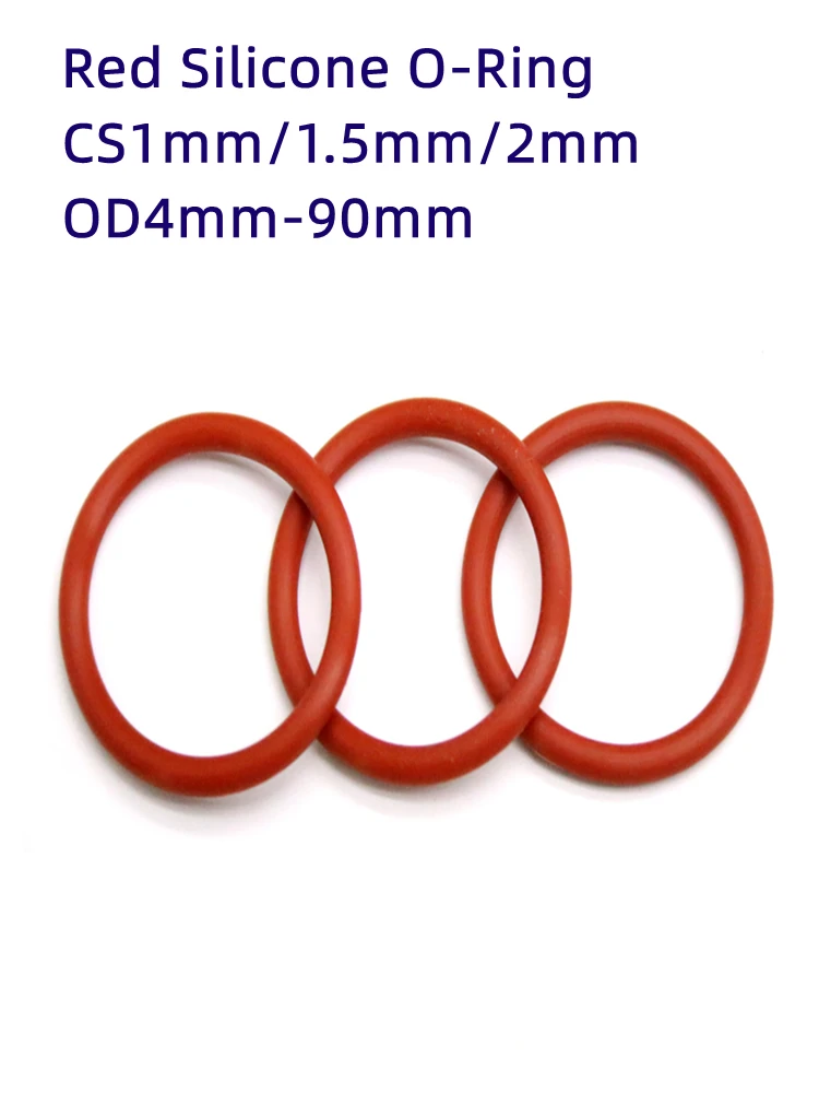 50pcs10pcsRedSiliconeOringOD4mm90mmcsthickness1mm15mm2mm