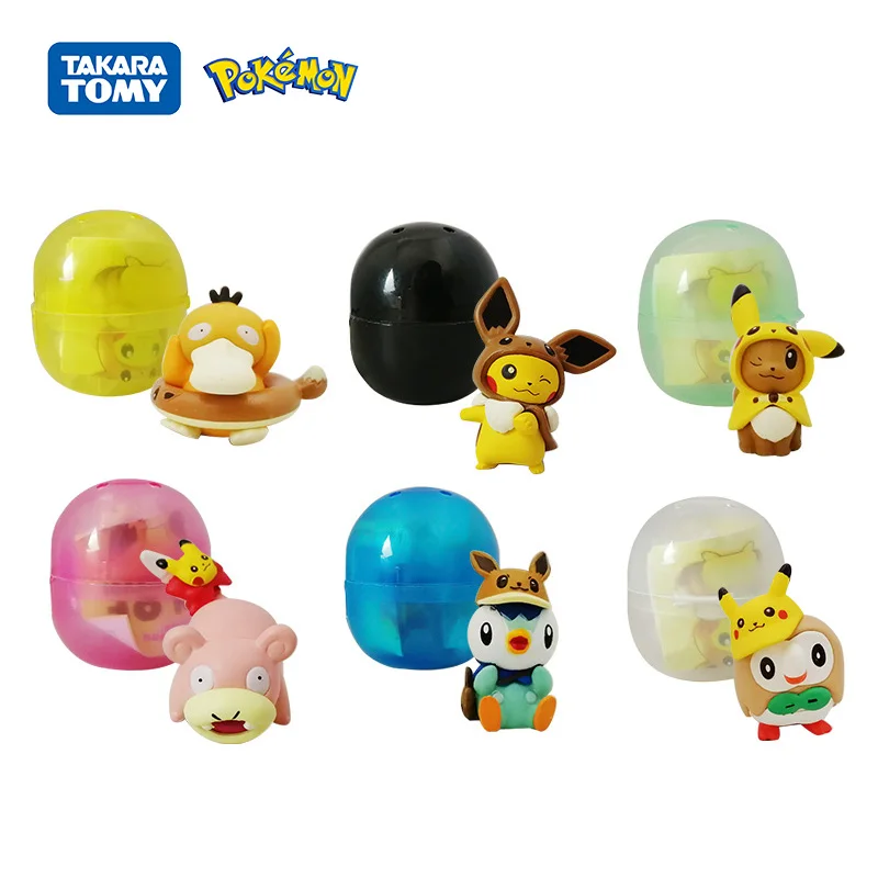 6 Pezzi Set Pokemon Figure Eevee Small Pikachu Slowpoke Piplup Monster Ball Anime Action Toy Egg Small Tomy Pack Statue Regalo Per Bambini